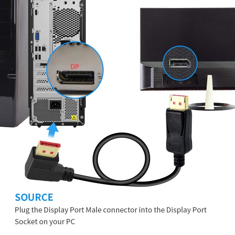 ALYYDBG 8K@60Hz 90 Degree Displayport 1.4 Cable, Male to Male Right Angle DP 1.4 Cable Support 8K/60Hz, 4K/144Hz 6FT/1.8M - Image 5